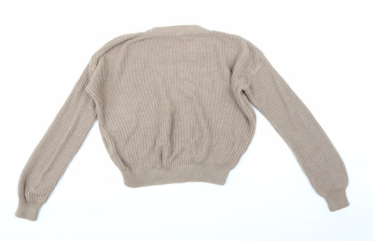 Boohoo Womens Brown  Knit Pullover Jumper Size M