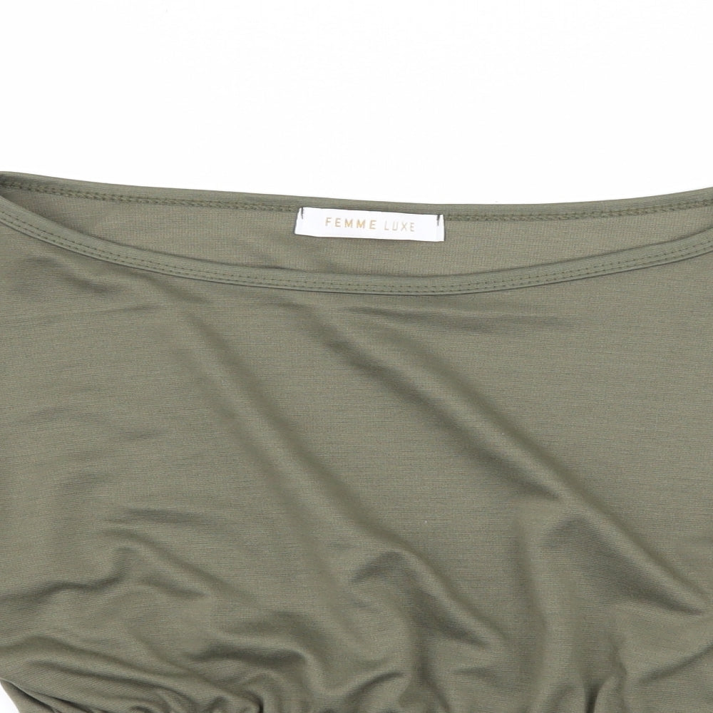 Femme Luxe Womens Green  Jersey Pullover Sweatshirt Size S