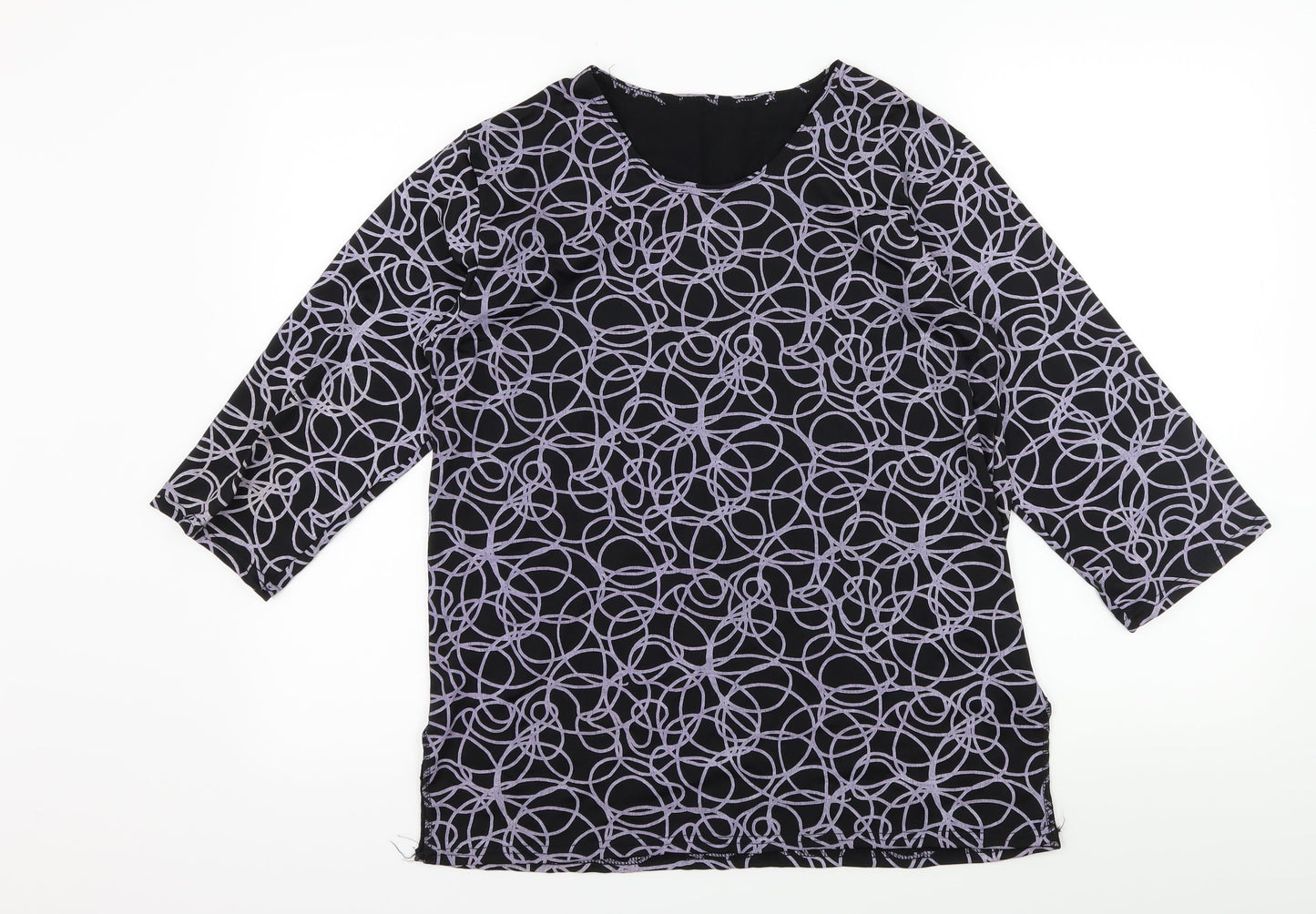 Preworn Womens Black Geometric Jersey Basic T-Shirt Size S