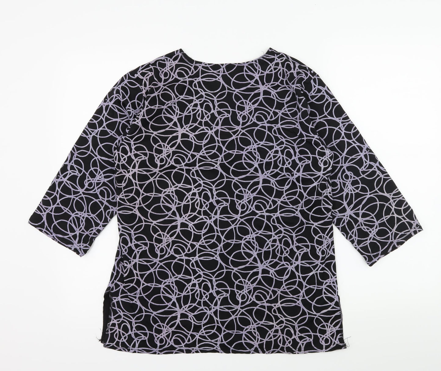 Preworn Womens Black Geometric Jersey Basic T-Shirt Size S