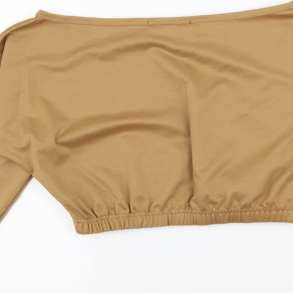 Femme Luxe Womens Brown  Jersey Pullover Sweatshirt Size S