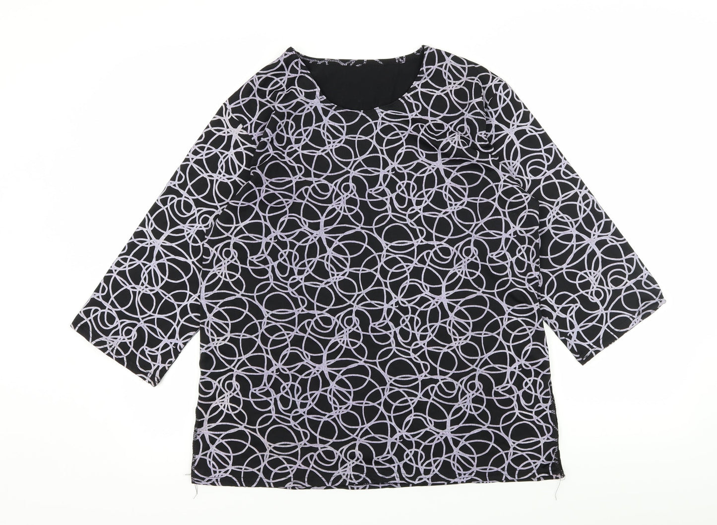 Preworn Womens Black Geometric Jersey Basic T-Shirt Size M