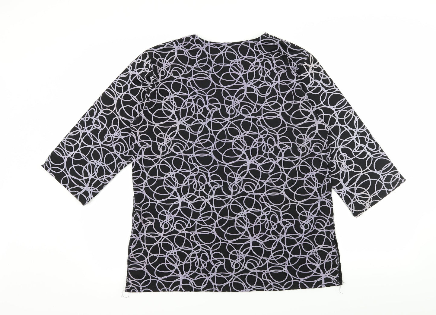 Preworn Womens Black Geometric Jersey Basic T-Shirt Size M
