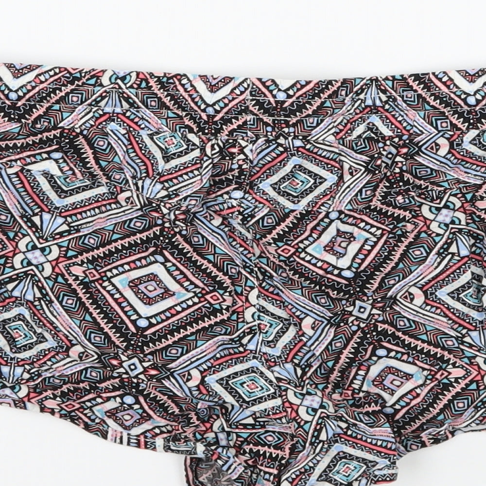 Denim & Co. Womens Multicoloured Geometric  Hot Pants Shorts Size 14
