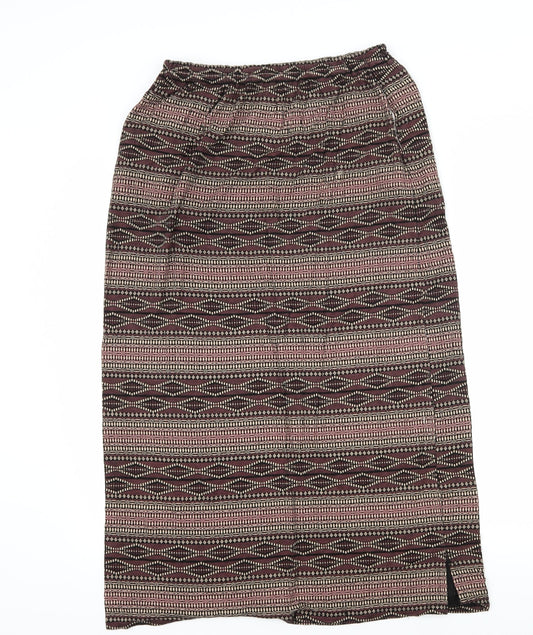 Preworn Womens Brown Geometric  Maxi Skirt Size 30