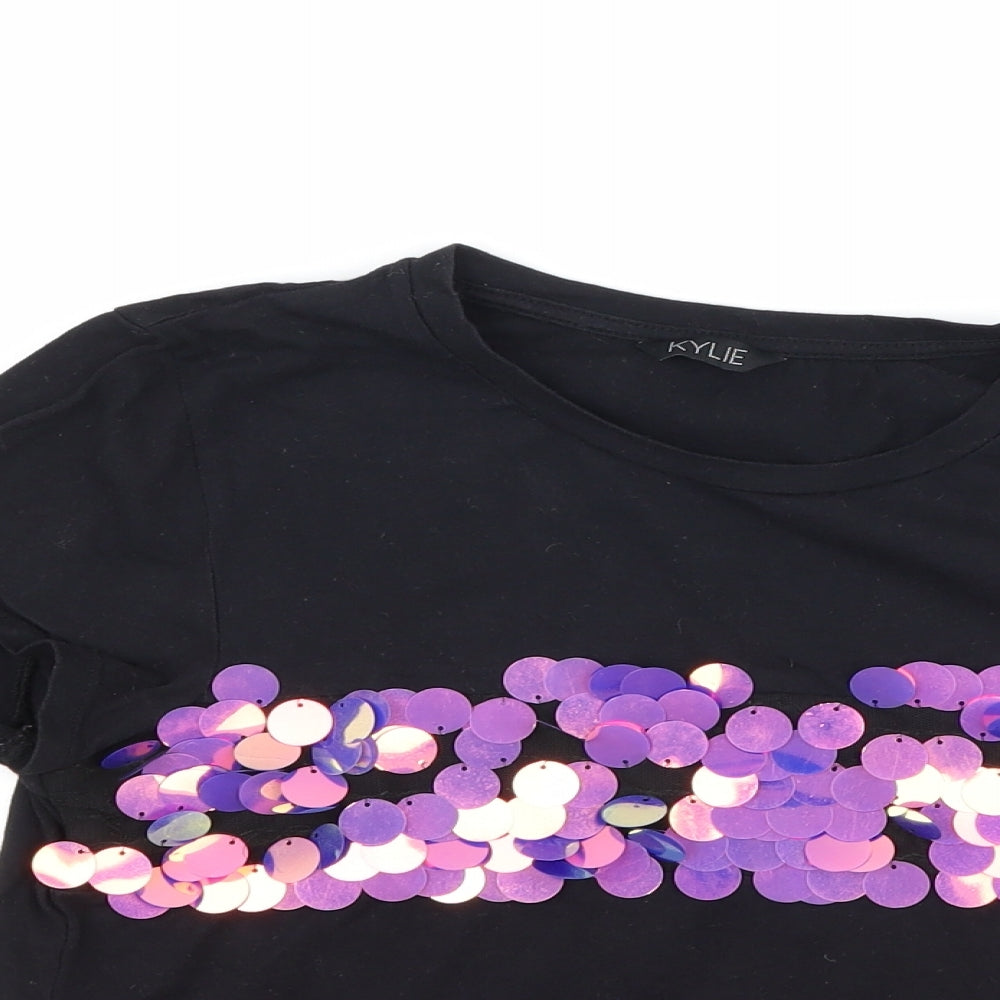 M&Co Girls Black   Basic T-Shirt Size 13 Years