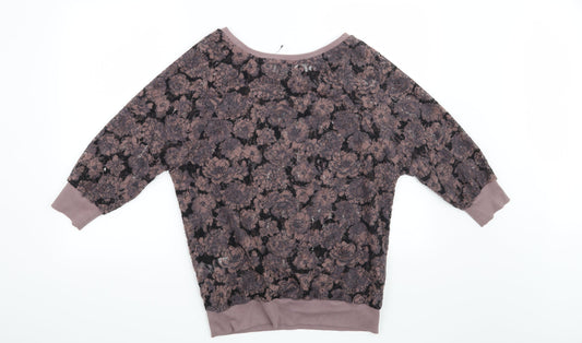 NEXT Womens Purple Floral  Pullover Sweatshirt Size 8