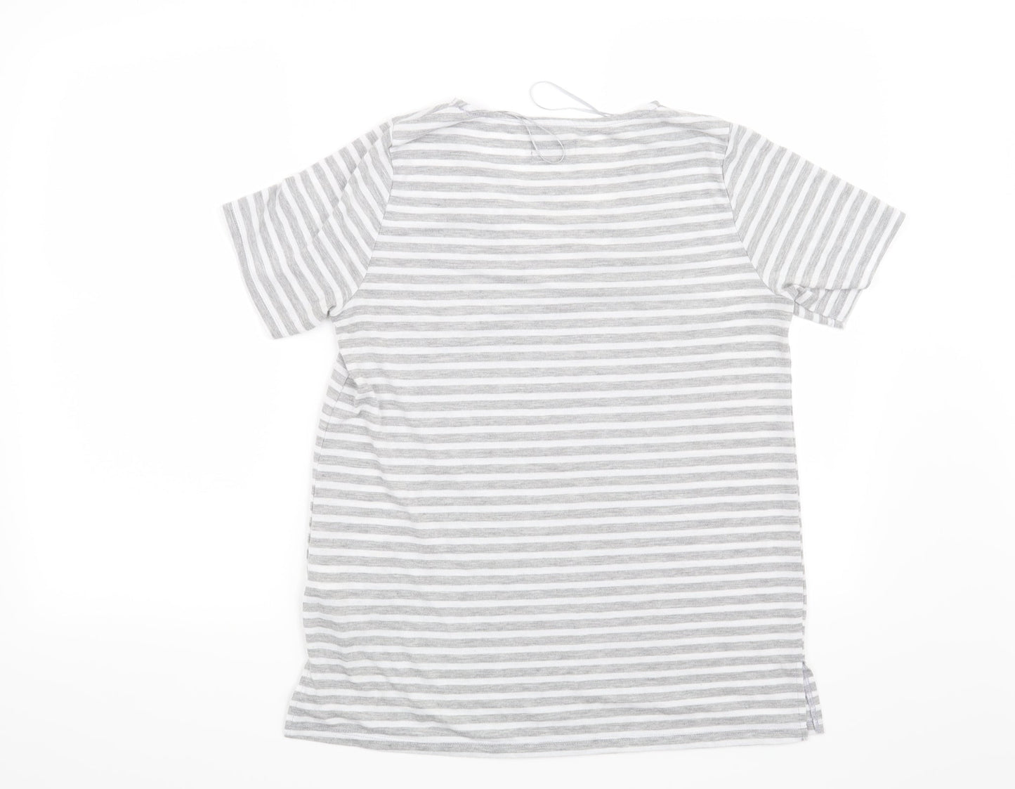 Papaya Womens Grey Striped  Basic T-Shirt Size M
