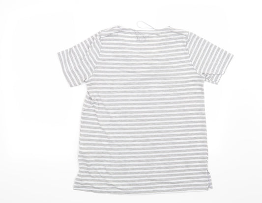 Papaya Womens Grey Striped  Basic T-Shirt Size M