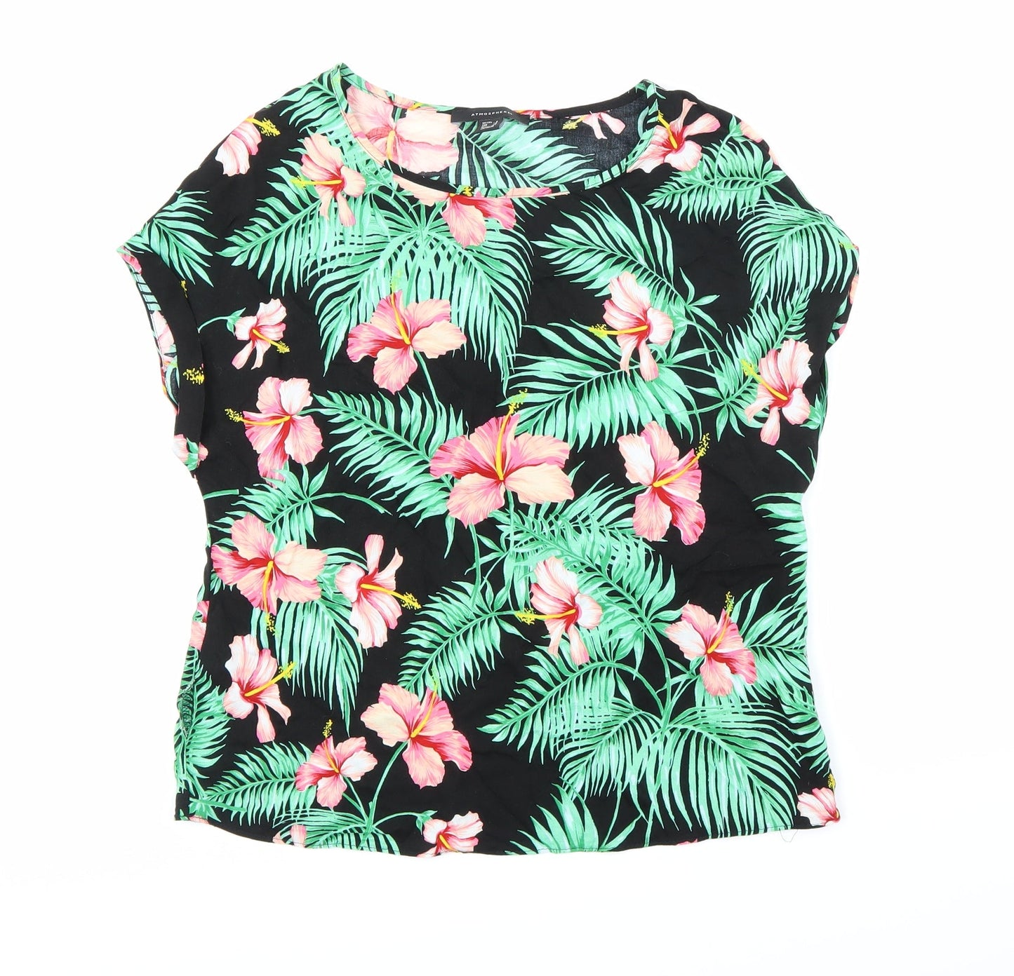 Atmosphere Womens Black Floral  Basic Blouse Size 6