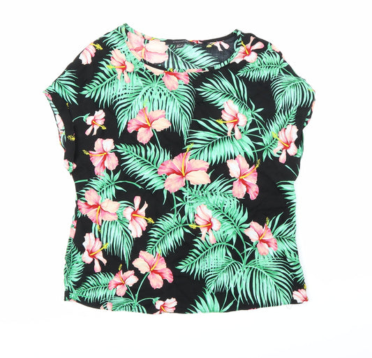 Atmosphere Womens Black Floral  Basic Blouse Size 6