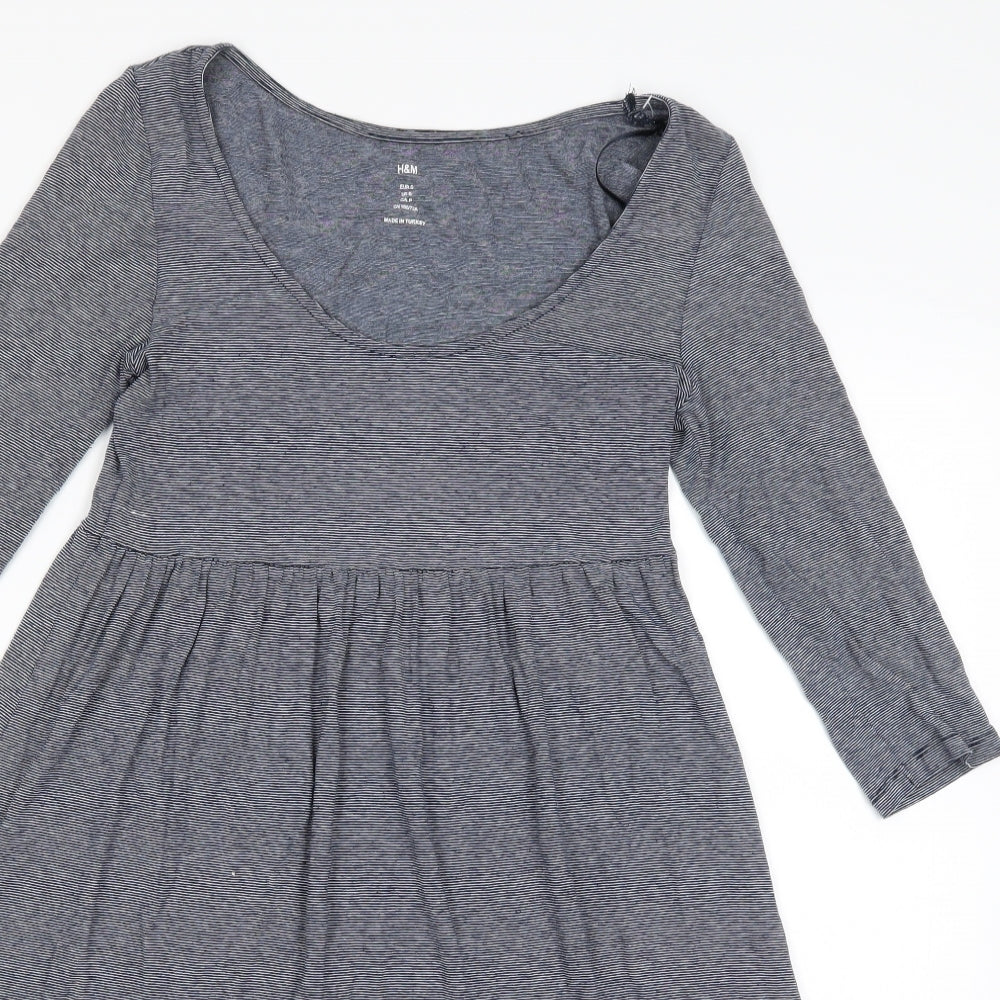 H&M Womens Blue Striped  A-Line  Size S