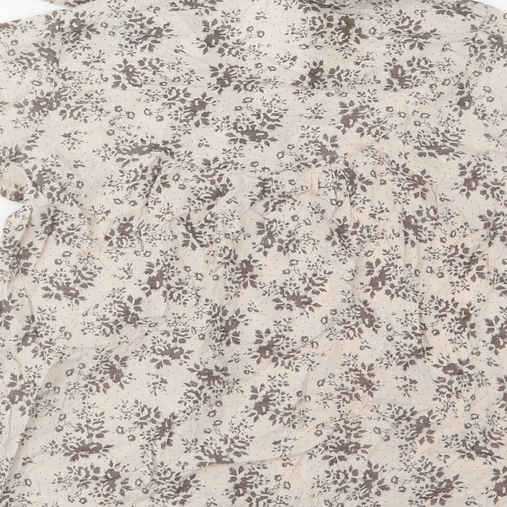 FASHION TEMPLE Womens Beige Floral  Basic Blouse Size S