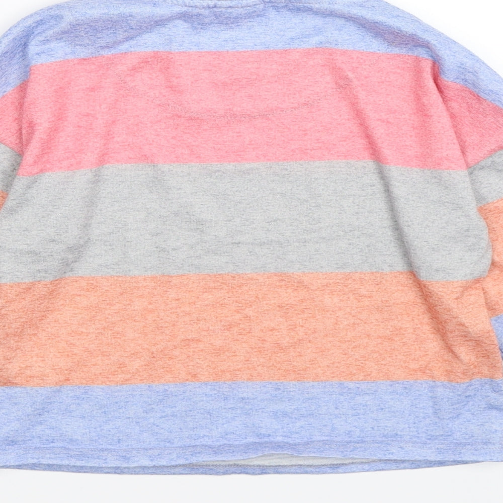 F&F Girls Multicoloured Striped Knit Pullover Sweatshirt Size 7 Years  - cropped