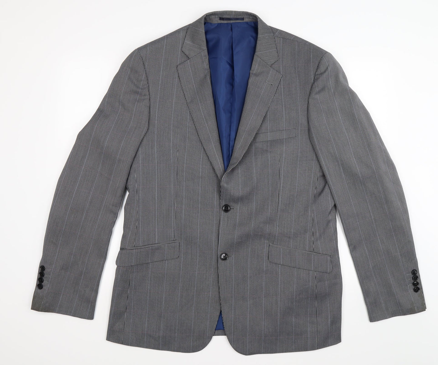charles Gray Mens Blue Herringbone  Jacket Suit Jacket Size 42