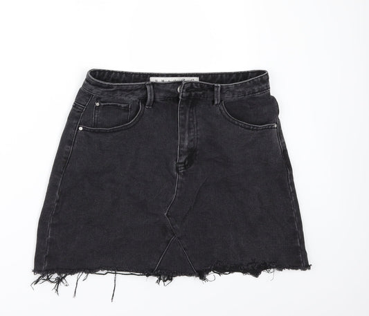 Denim & Co. Womens Black  Denim Mini Skirt Size 10