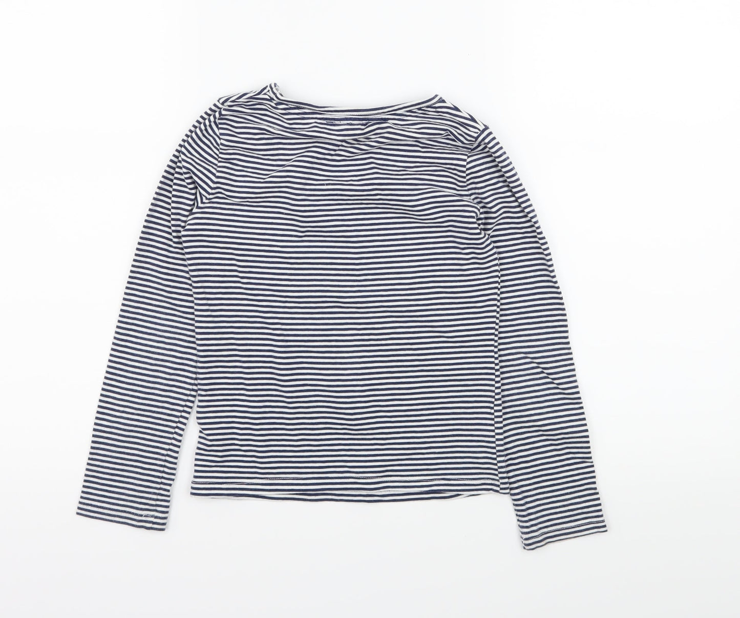 George Girls Blue Striped Jersey Basic T-Shirt Size 6 Years