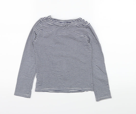 George Girls Blue Striped Jersey Basic T-Shirt Size 6 Years