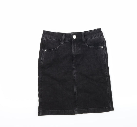 Denim & Co. Womens Black  Denim A-Line Skirt Size 6