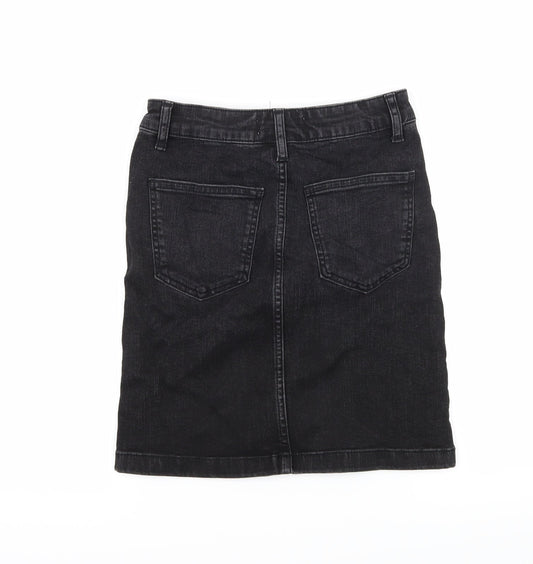 Denim & Co. Womens Black  Denim A-Line Skirt Size 6