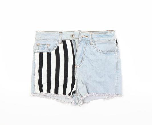 Preworn Womens Blue Striped Denim Cut-Off Shorts Size 8