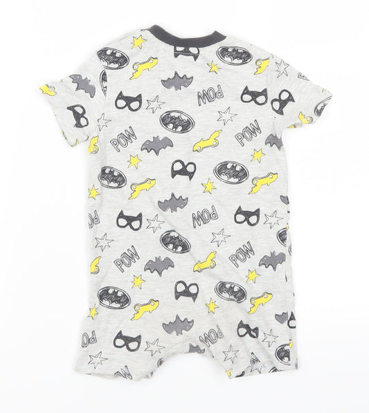 Tesco Boys Grey Geometric  Babydoll Bodysuit Size 6-9 Months  - Batman
