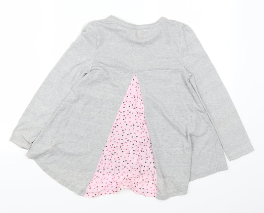 F&F Girls Grey   Basic T-Shirt Size 6-7 Years  - Hot Air Balloon
