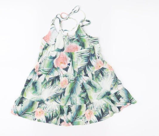 Cinnamon Girls Green Floral  Fit & Flare  Size 12-18 Months