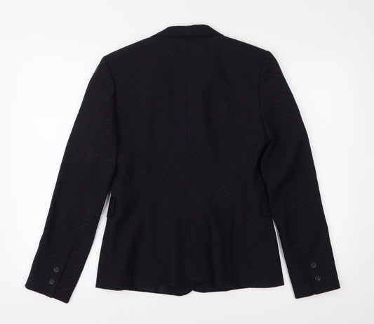 Jesire Womens Blue Striped  Jacket Suit Jacket Size 8