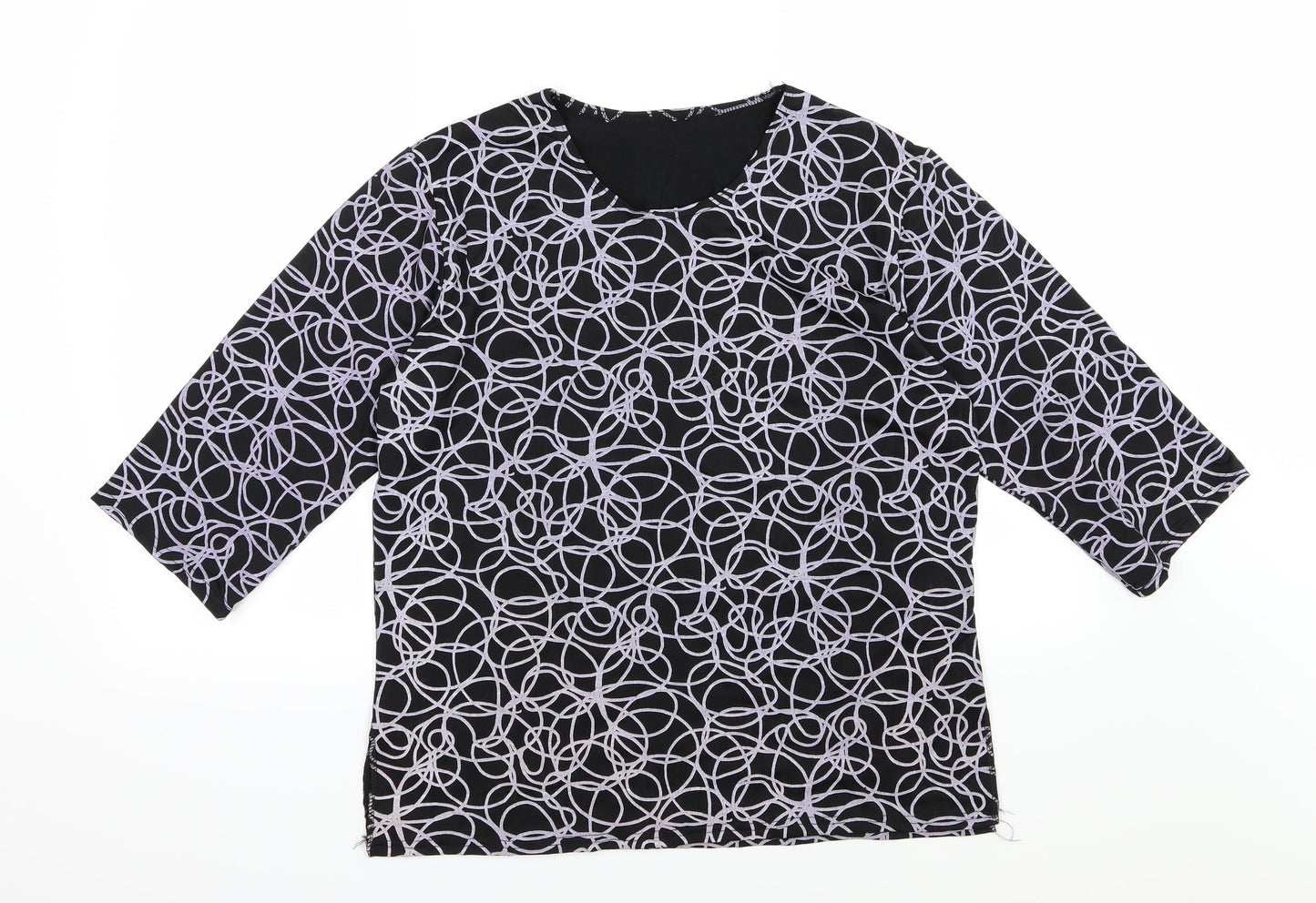 Preworn Womens Black Geometric  Basic T-Shirt Size M