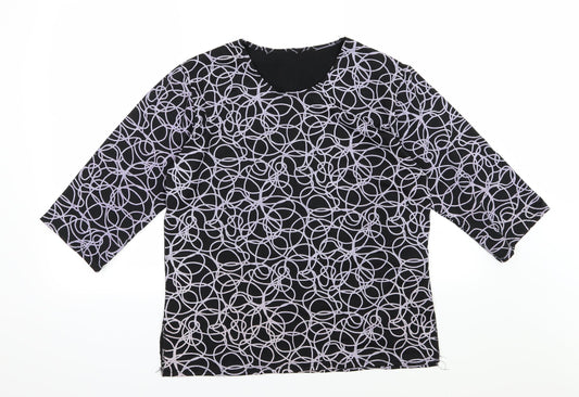 Preworn Womens Black Geometric  Basic T-Shirt Size M