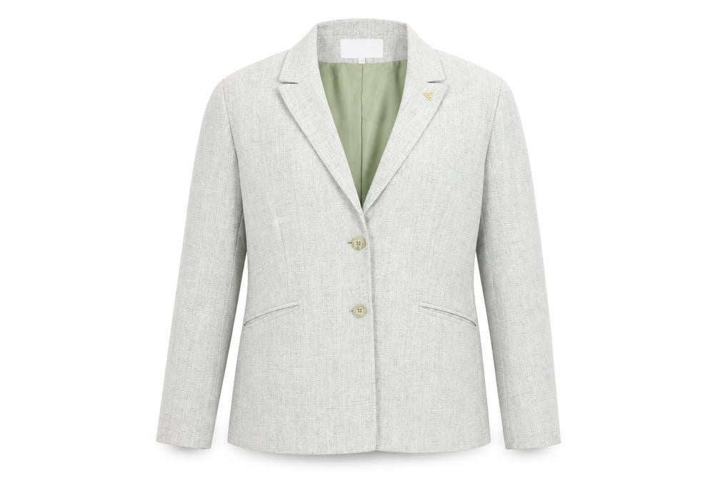 Front view of Autonomy women’s green jacket suit jacket, size UK 16