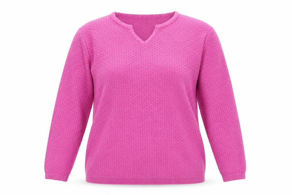 Front view of EWM women’s pink knit jumper, size L