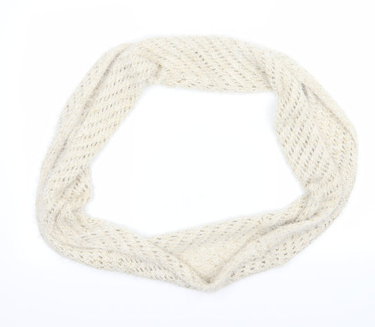 Front view of Preworn women’s beige knit scarf