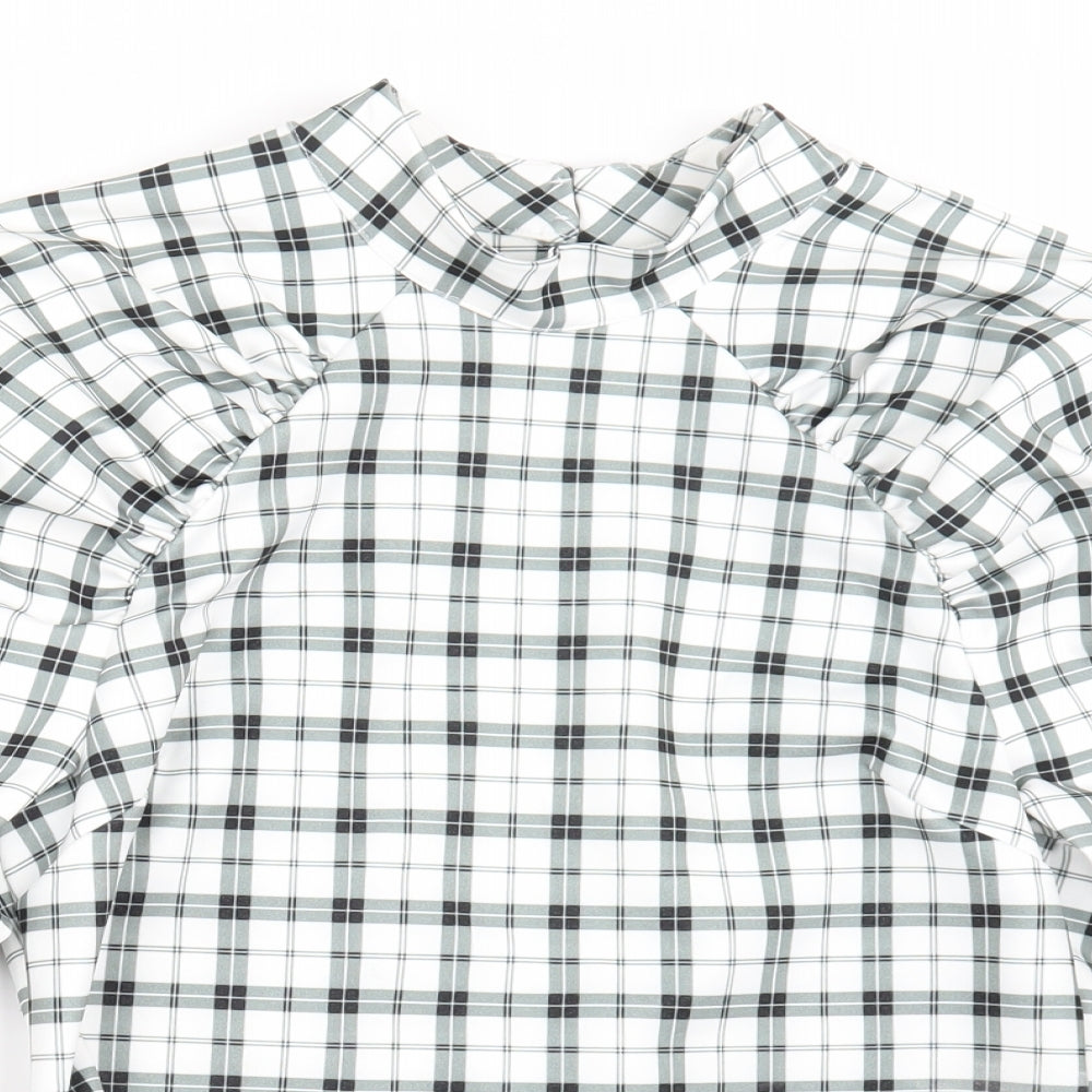 Asosw Womens White Check  Basic T-Shirt Size 14