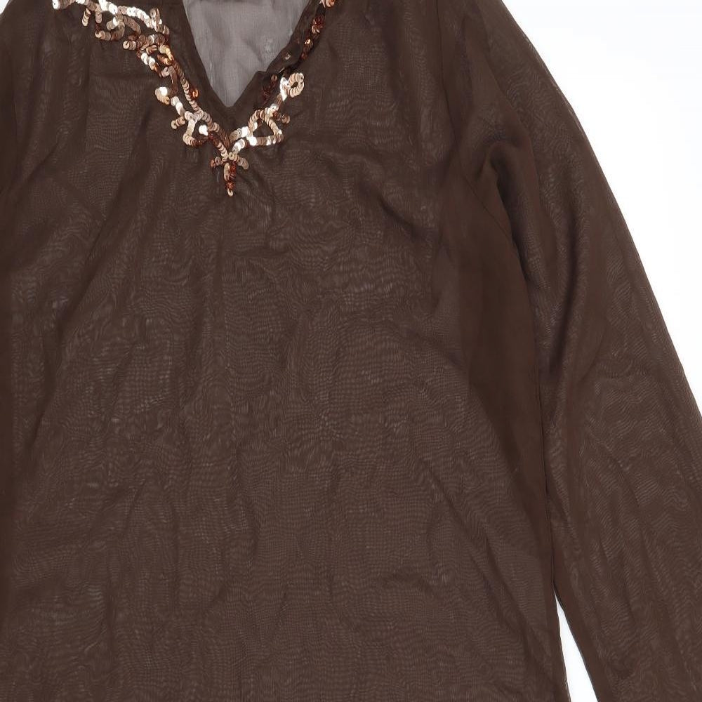 Evie Womens Brown   Tunic Blouse Size S