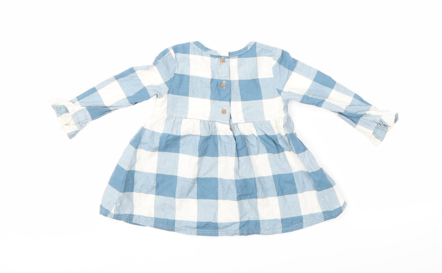 F&F Girls Blue Check  Basic T-Shirt Size 6-9 Months