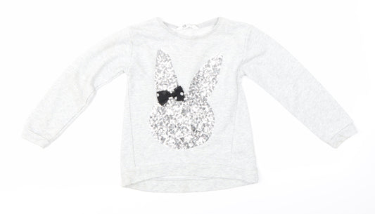 H&M Girls Grey   Pullover Sweatshirt Size 7-8 Years