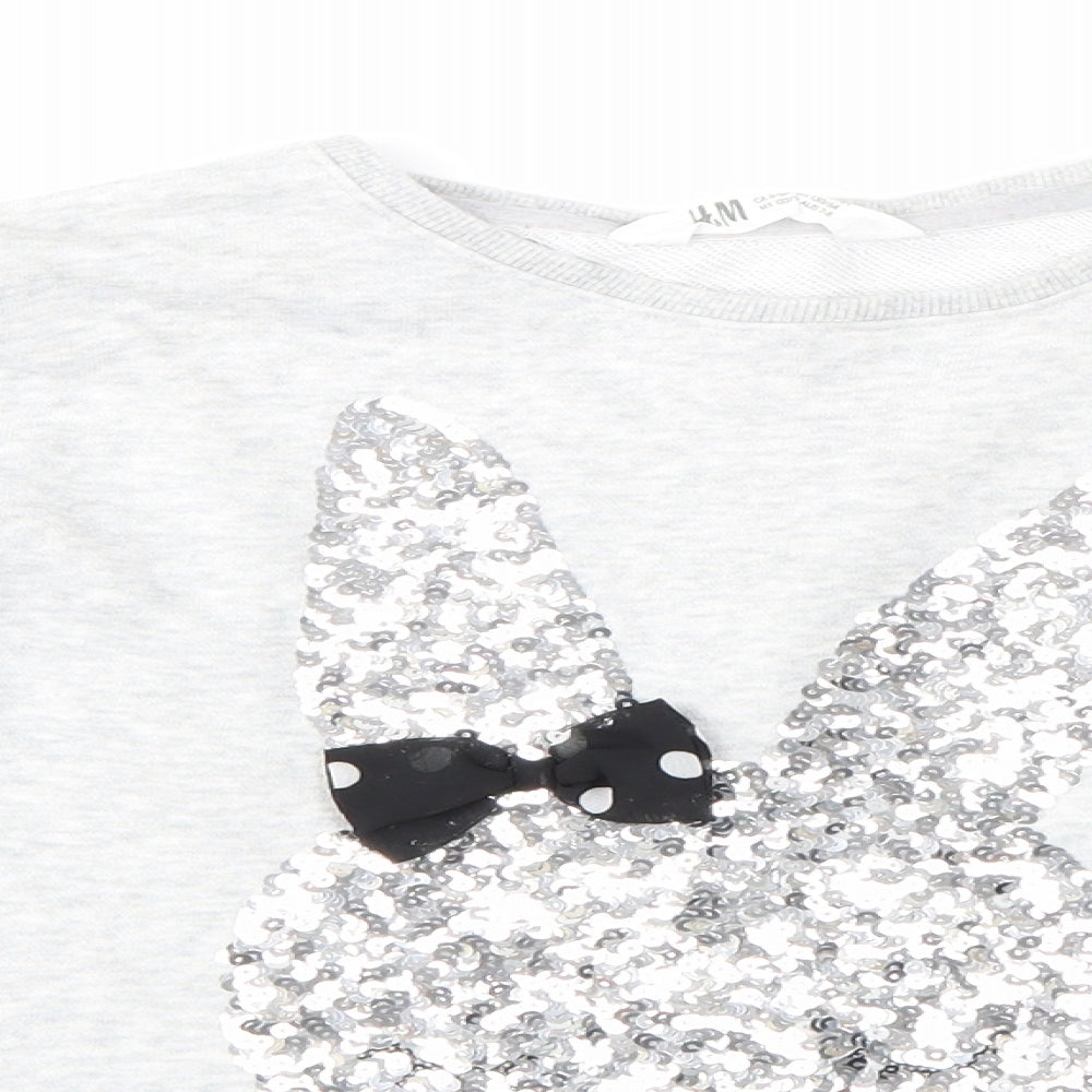 H&M Girls Grey   Pullover Sweatshirt Size 7-8 Years