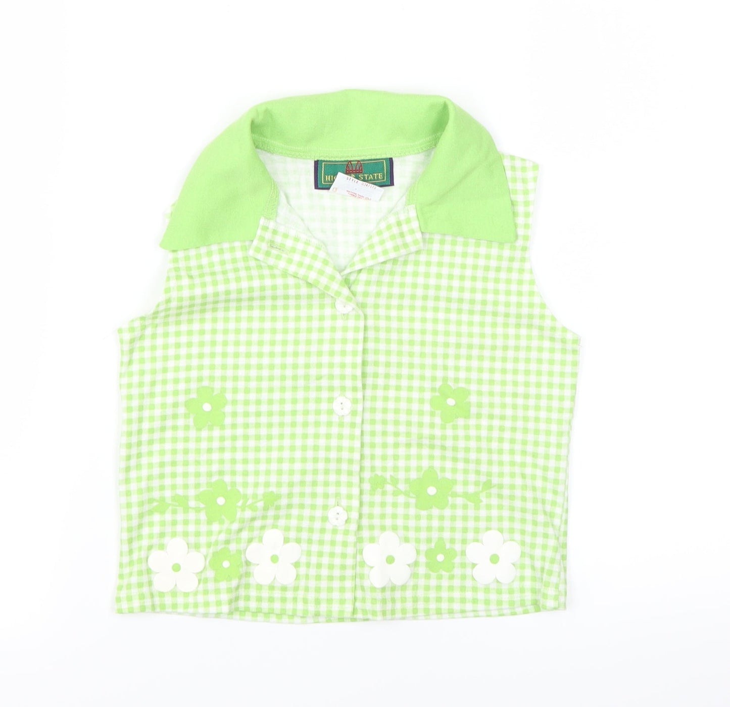 Higher State Girls Green Check  Basic Tank Size 7 Years