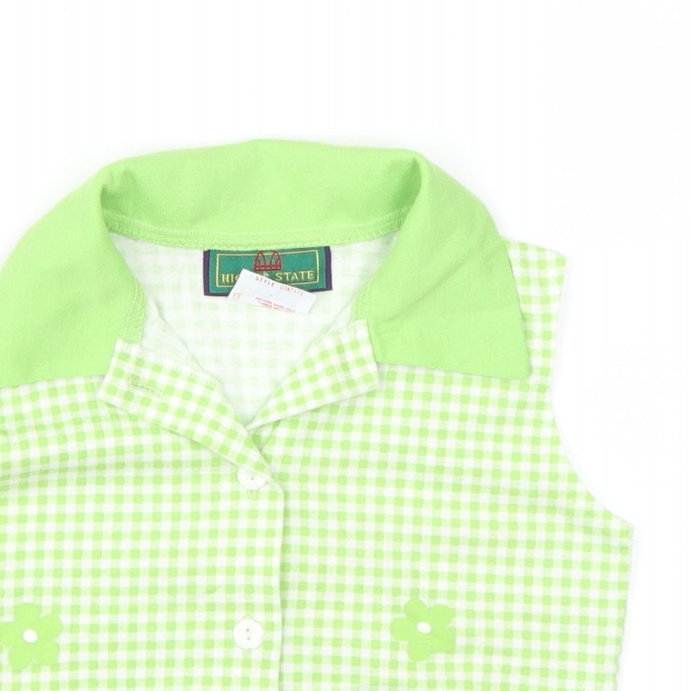 Higher State Girls Green Check  Basic Tank Size 7 Years