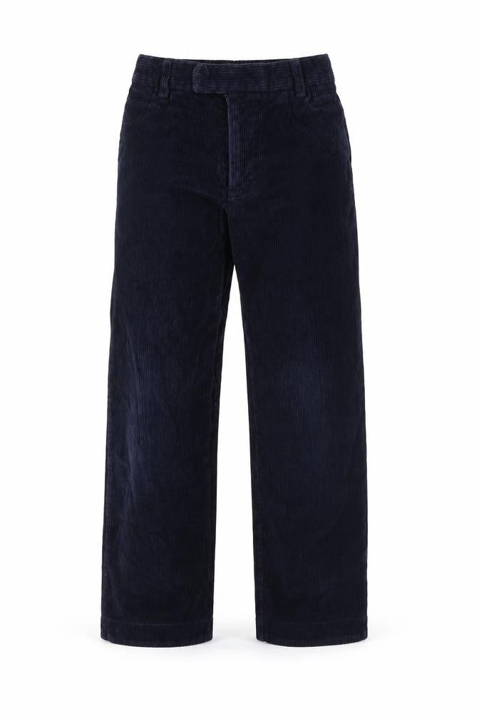 Front view of Preworn boys’ blue corduroy trousers