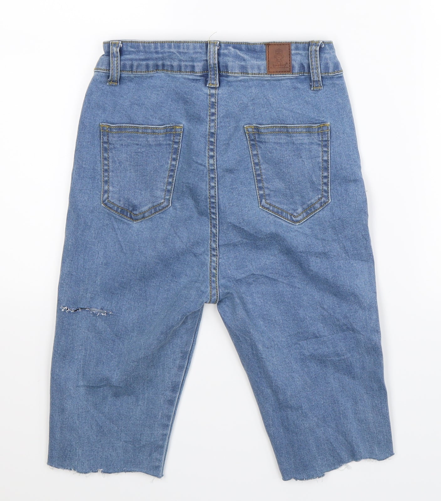 Preworn Womens Blue  Denim Bermuda Shorts Size 8 - Distressed