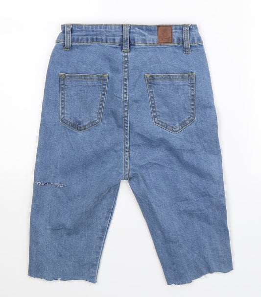 Preworn Womens Blue  Denim Bermuda Shorts Size 8 - Distressed