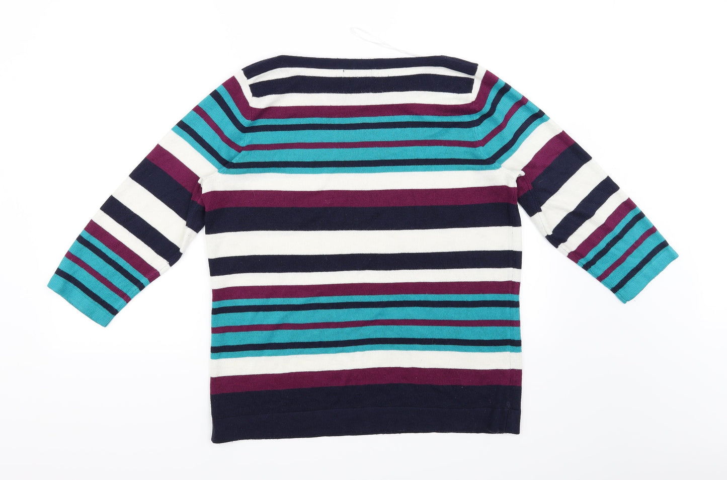 Soon Womens Black Striped  Pullover Jumper Size 16