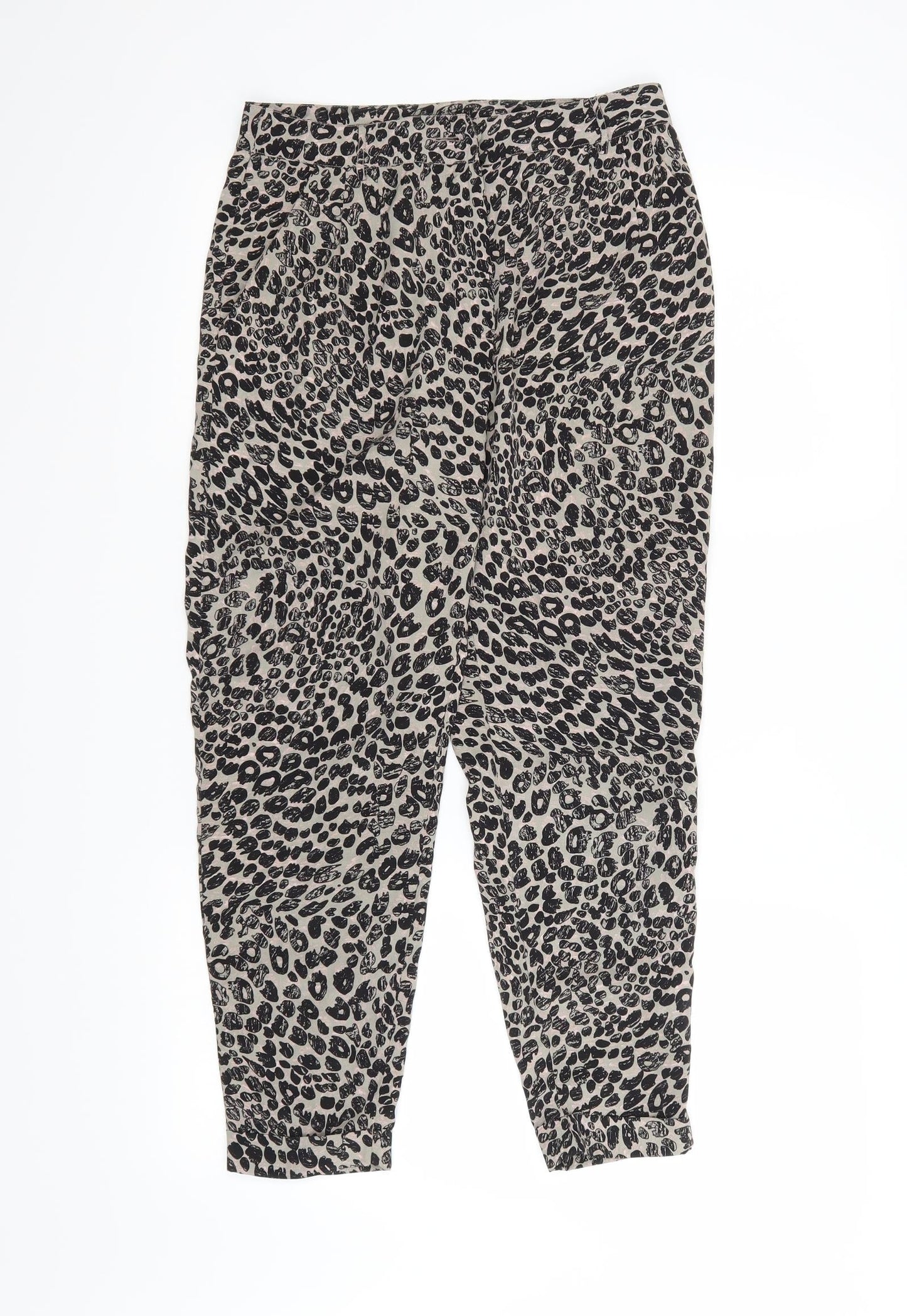 Miss Selfridge Womens Brown Animal Print  Trousers  Size 8 L24 in