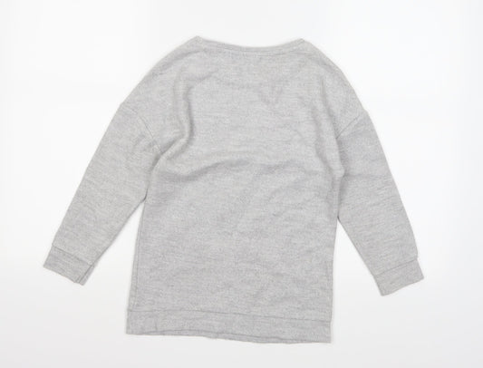 NEXT Girls Grey  Fleece Pullover Jumper Size 6 Years