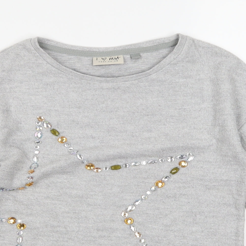 NEXT Girls Grey  Fleece Pullover Jumper Size 6 Years