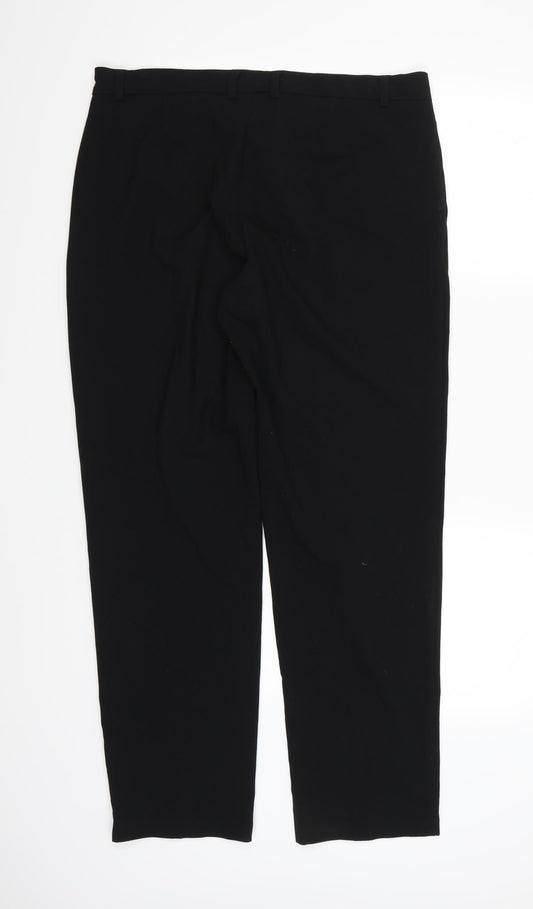 Marks and Spencer Womens Black  Rayon Trousers  Size 14 L30 in