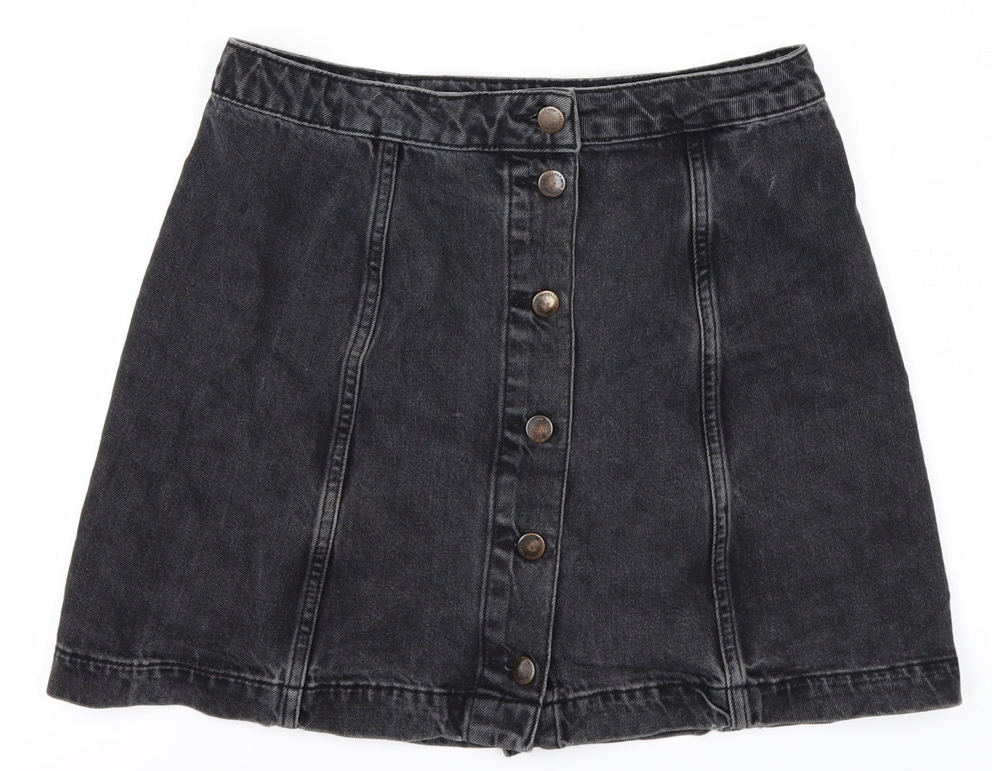 Topshop Womens Black  Denim A-Line Skirt Size 30
